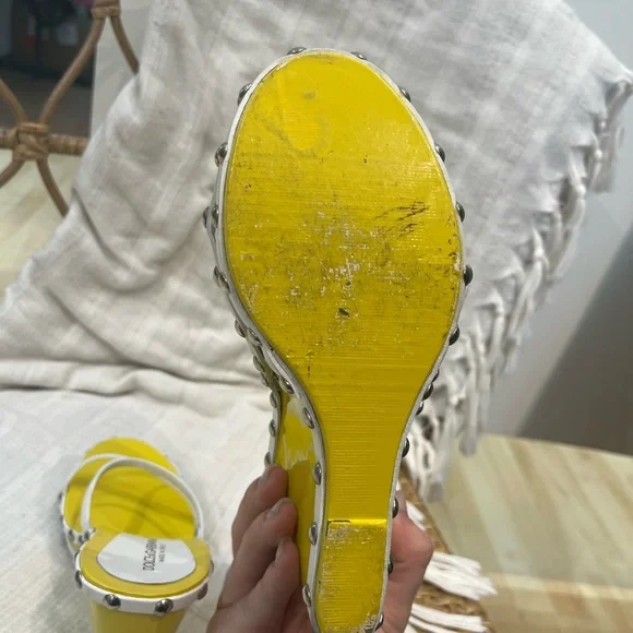 Dolce & Gabbana Studded Yellow Wedges - Picture 10 of 10